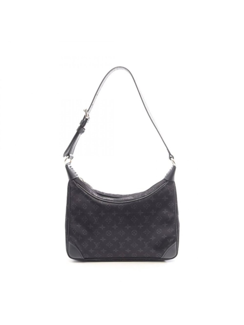 Louis Vuitton Handbag Little Boulogne Monogram Satin Noir Fabric Leather